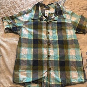 Plaid Kids Shirt in Blue and Green